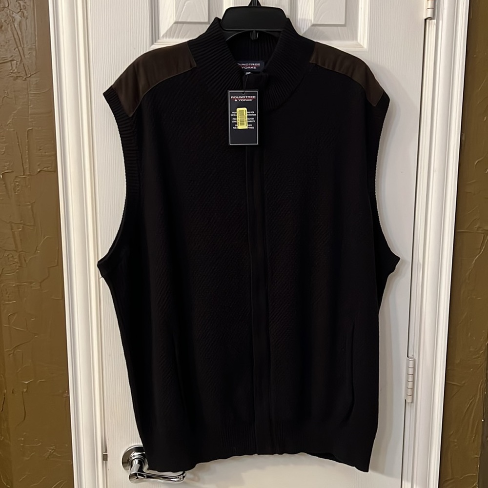 RoundTree and Yorke Mens Sweater Vest Black and Brown 3xb
